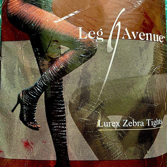 Leg Avenue brand new Lurex zebra tights one size - Picture 3 of 3